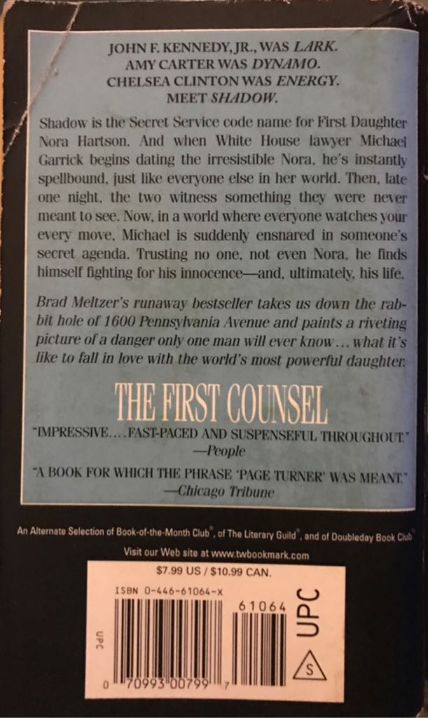 The First Counsel - Brad Meltzer (Grand Central Publishing - Paperback) book collectible [Barcode 9780446610643] - Main Image 2