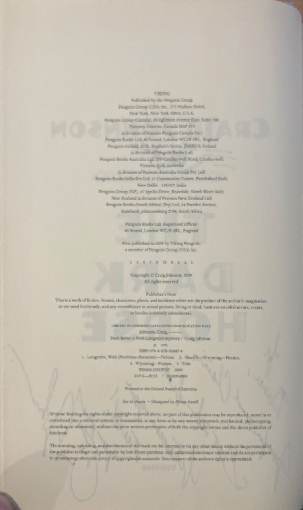 The Dark Horse - Craig Johnson (Viking - Hardcover) book collectible [Barcode 9780670020874] - Main Image 3