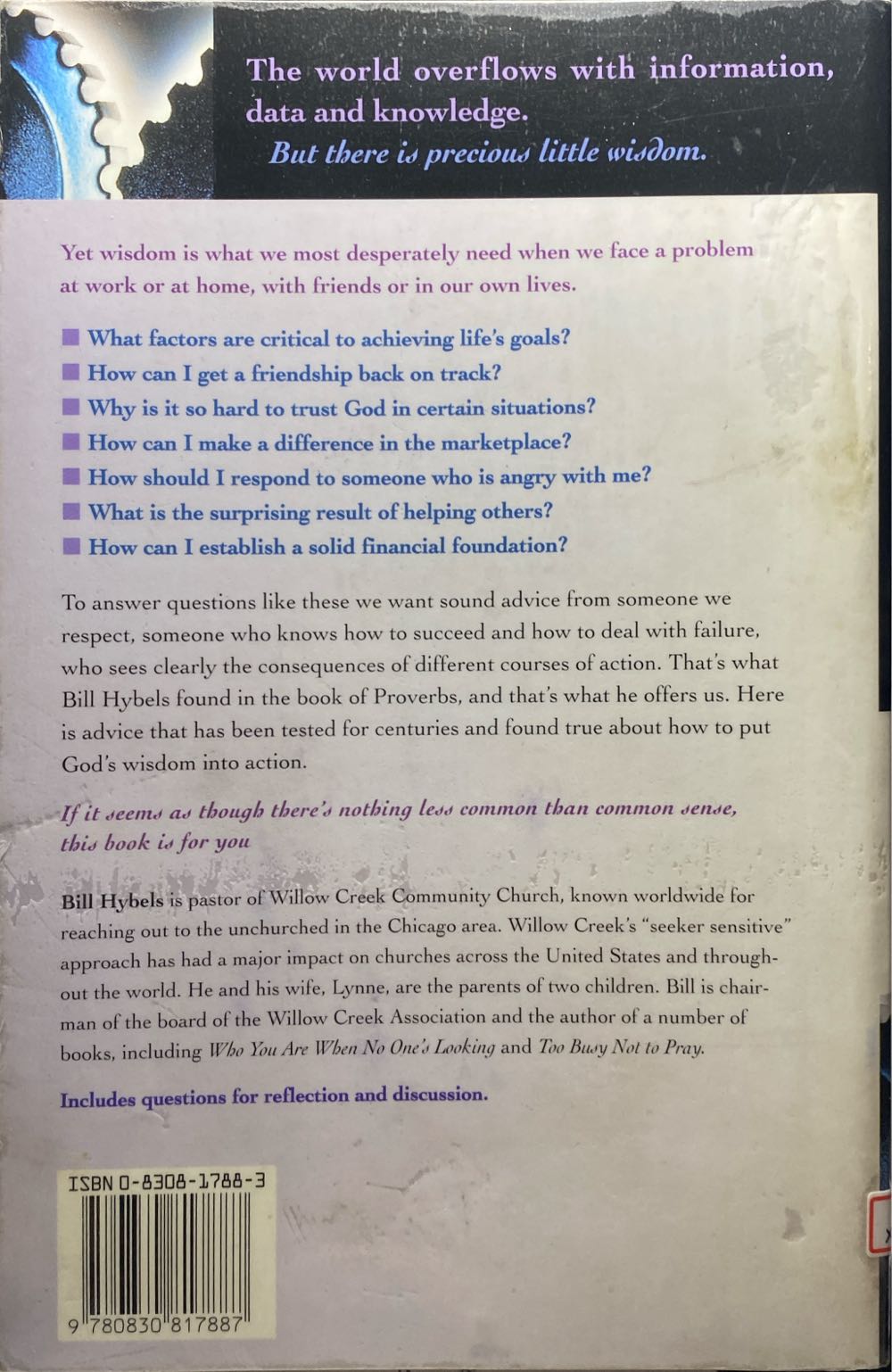Making Life Work: Putting God’s Wisdom Into Action - Bill Hybels (Inter Varsity Press - Paperback) book collectible [Barcode 9780830817887] - Main Image 2