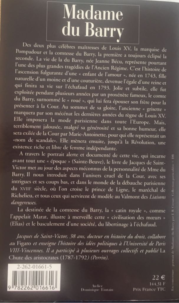 Madame du Barry - Jacques de Saint-Victor (Perrin - Paperback) book collectible [Barcode 9782262016616] - Main Image 2