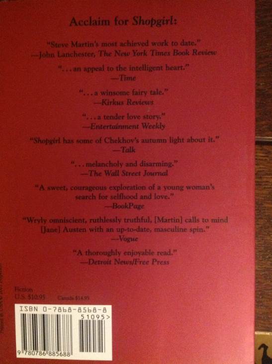 Shopgirl - Steve Martin (Theia - Trade Paperback) book collectible [Barcode 9780786885688] - Main Image 2