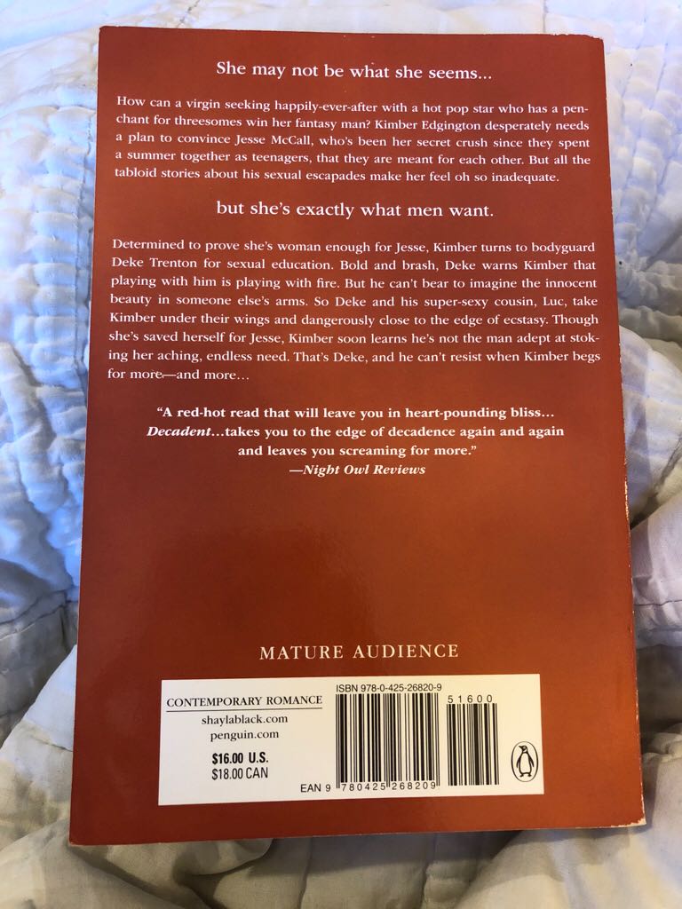 Wicked Lovers #2 Decadent - Shayla Black (Berkley Publishing Group - Paperback) book collectible [Barcode 9780425268209] - Main Image 2
