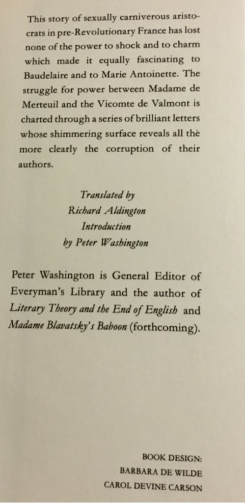 Les Liaisons Dangereuses - Choderlos de Laclos (Everyman’s Library - Hardcover) book collectible [Barcode 9781857150766] - Main Image 2
