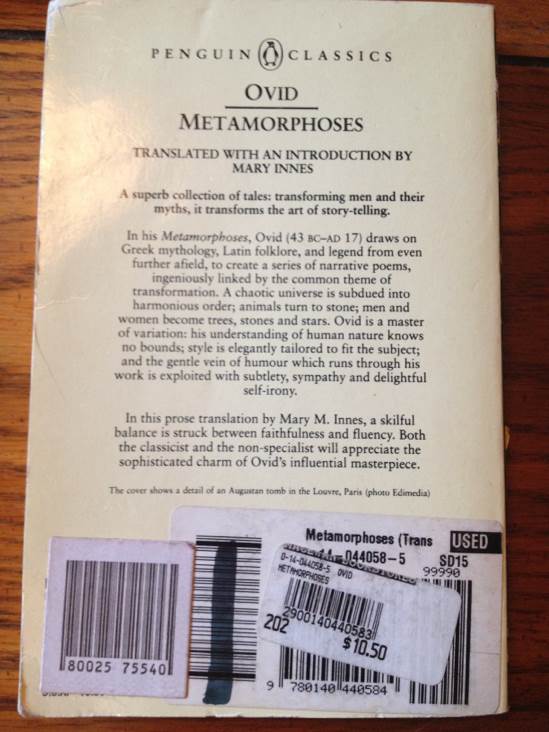 Metamorphoses - Ovid (Penguin Classics - Paperback) book collectible [Barcode 9780140440584] - Main Image 2