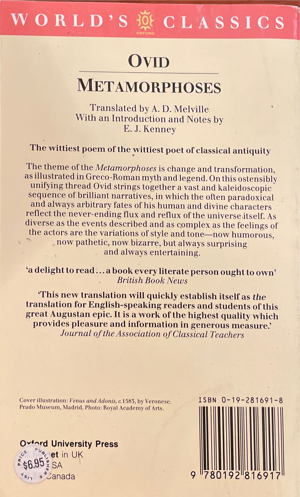 Metamorphoses - Ovid (Oxford University Press, USA - Paperback) book collectible [Barcode 9780192816917] - Main Image 2