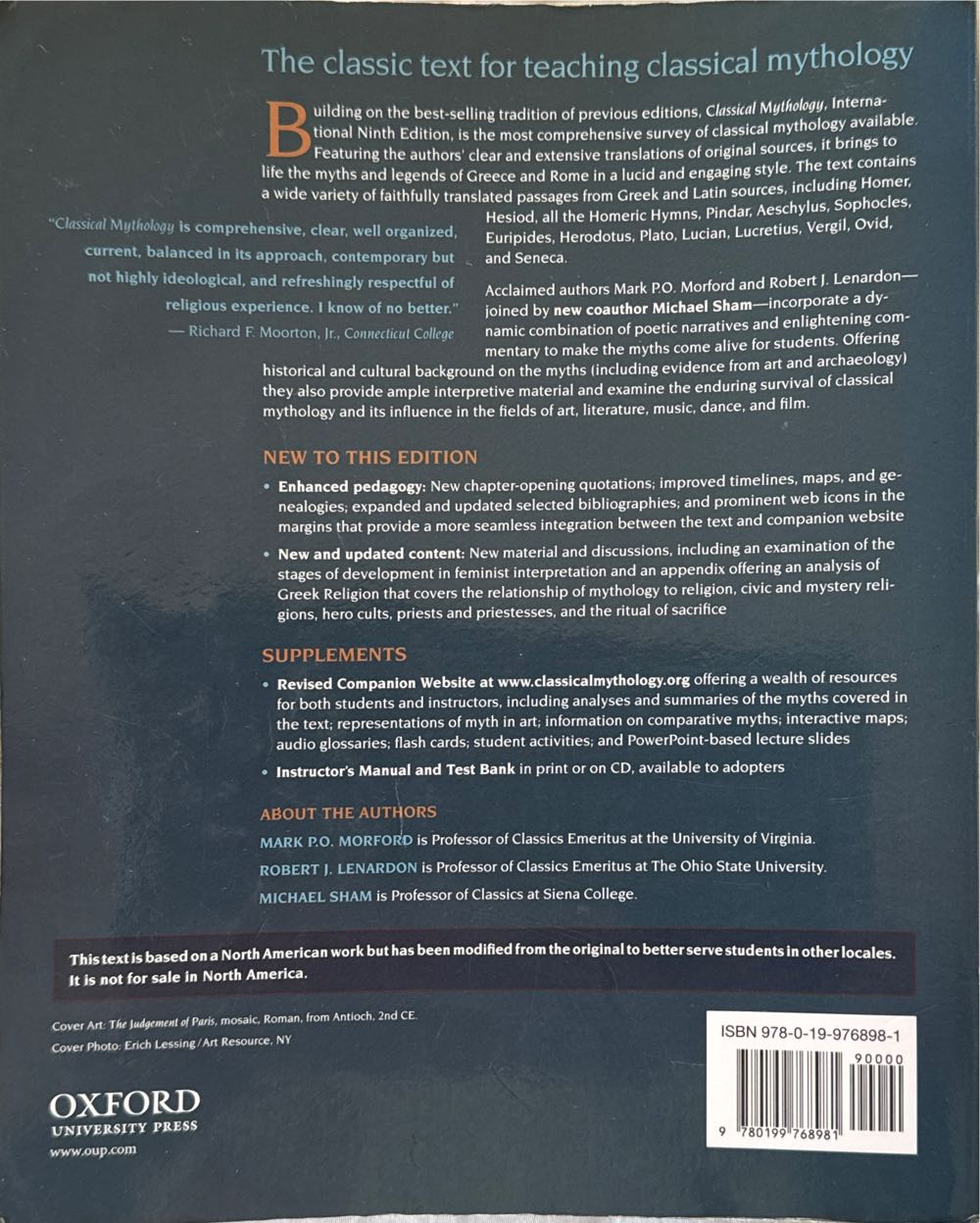 Classical Mythology - Mark P.O. Morford (Oxford University Press, USA - Paperback) book collectible [Barcode 9780199768981] - Main Image 2