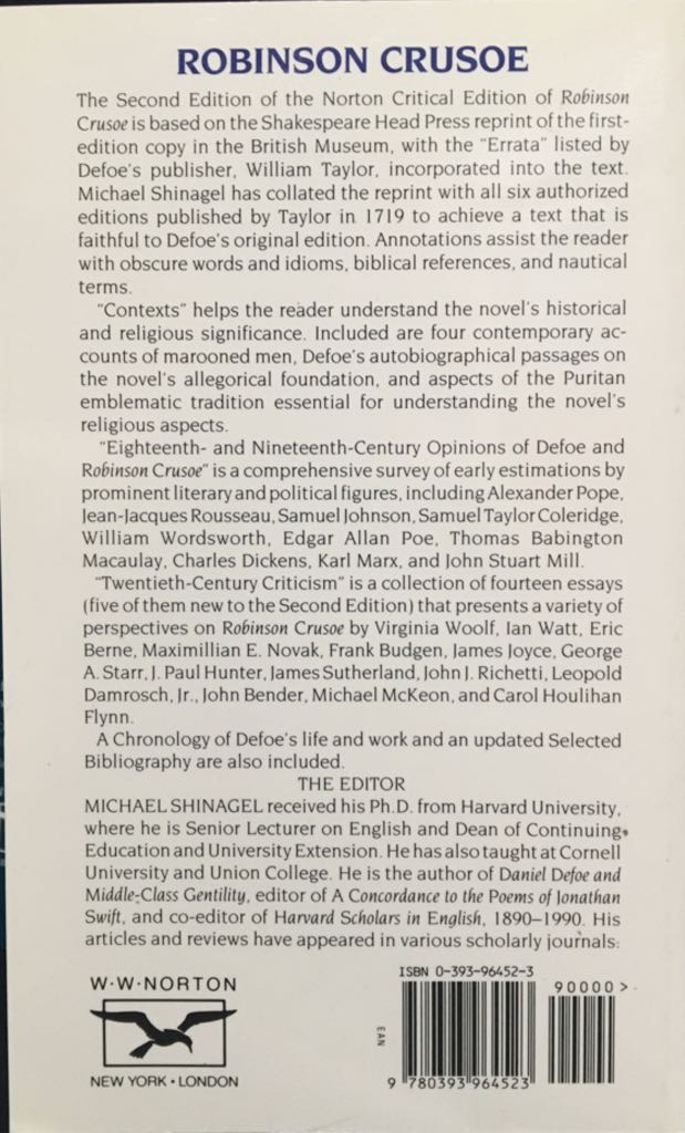 Robinson Crusoe - Daniel Defoe (W W Norton & Co Inc - Paperback) book collectible [Barcode 9780393964523] - Main Image 2