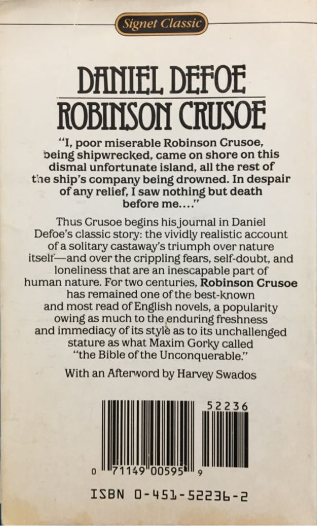 Robinson Crusoe - Daniel Defoe (Signet Classic - Paperback) book collectible [Barcode 9780451522368] - Main Image 2
