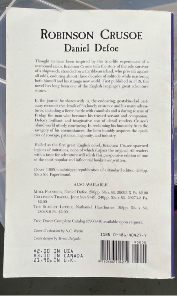 Robinson Crusoe - Daniel Defoe (Dover Publications - Paperback) book collectible [Barcode 9780486404271] - Main Image 2