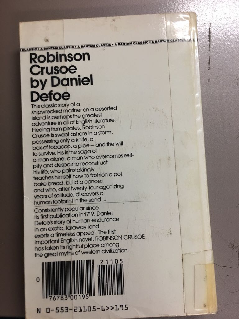 Robinson Crusoe - Daniel Defoe (A Bantam Classic - Paperback) book collectible [Barcode 9780553211054] - Main Image 2