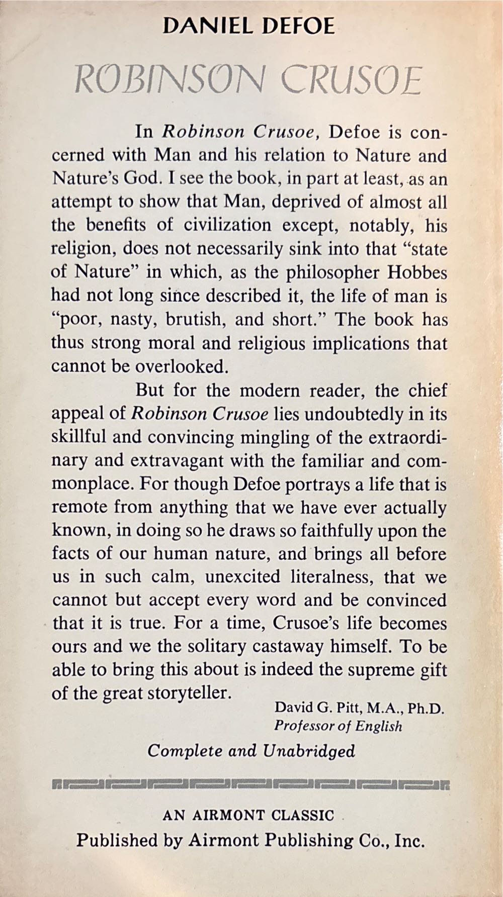 Robinson Crusoe - Daniel DeFoe (Airmont Classic Series - Paperback) book collectible - Main Image 2