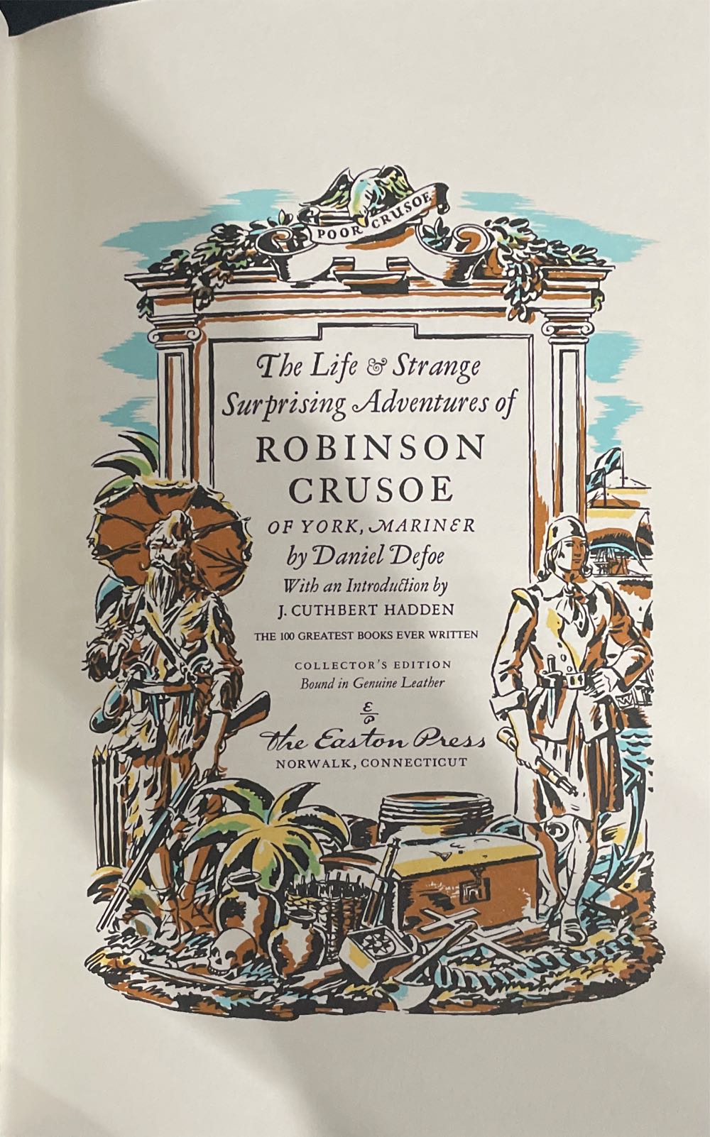The Life and Surprising Adventures of Robinson Crusoe, of York, Mariner: With a Biographical Account of Defoe - Daniel Defoe (The Franklin Library - Calf-Binding) book collectible - Main Image 3
