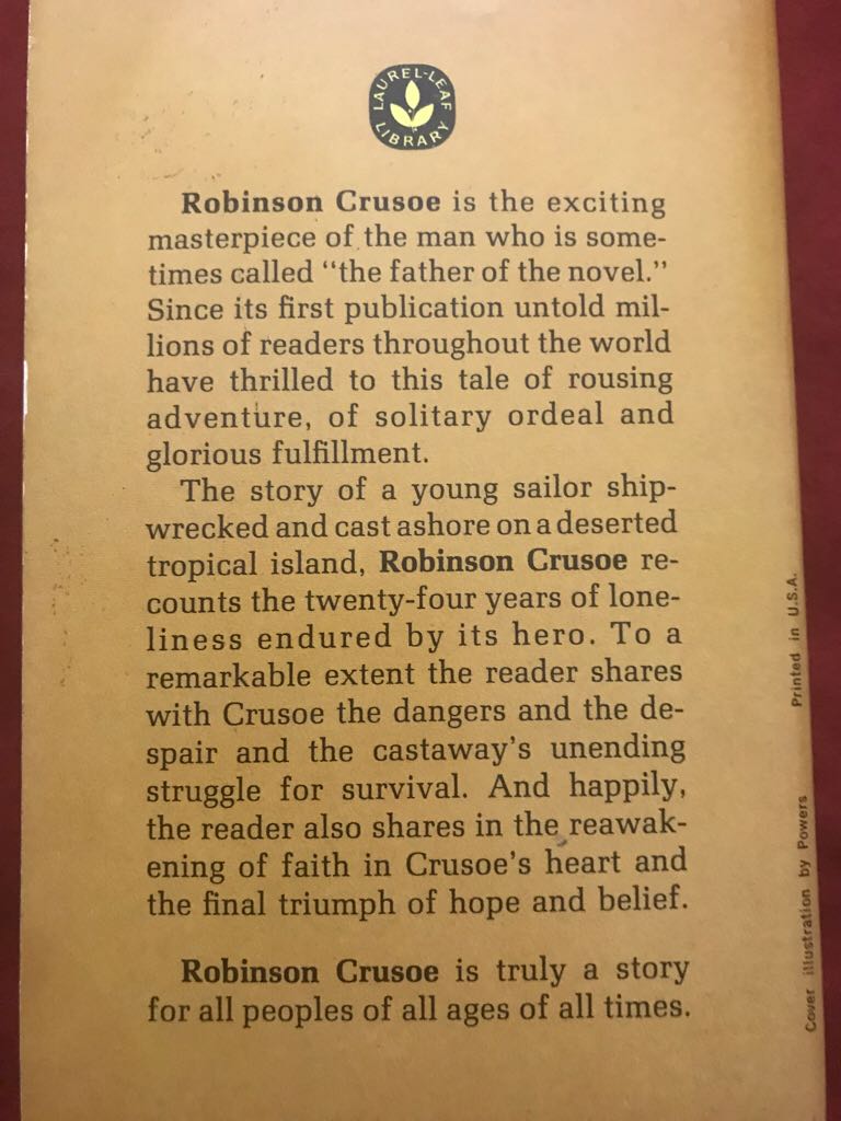 Robinson Crusoe  (Dell Laurel Leaf - Paperback) book collectible - Main Image 2