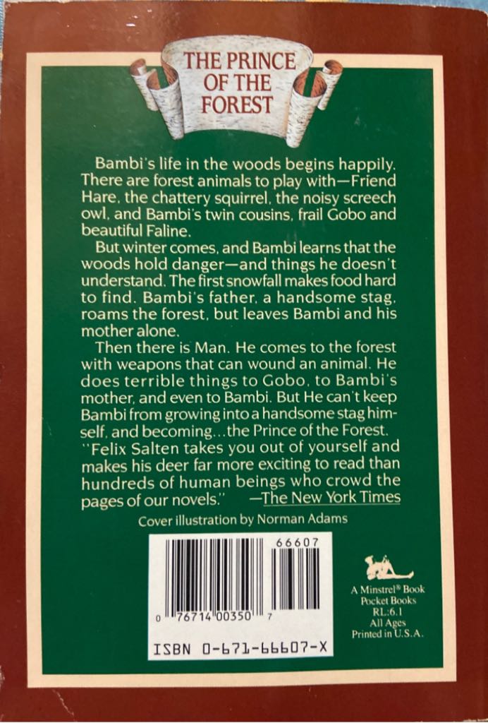 Bambi - Felix Salten (Aladdin Paperbacks - Paperback) book collectible [Barcode 9780671666071] - Main Image 2