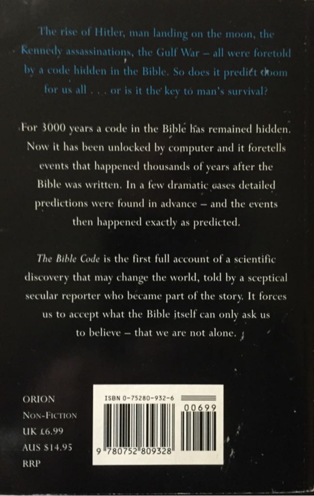 The Bible Code - Michael Drosnin (Orion Books - Paperback) book collectible [Barcode 9780752809328] - Main Image 2