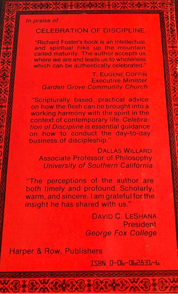 Celebration Of Discipline - Richard J Foster (Pearson College Div - Hardcover) book collectible [Barcode 9780060628314] - Main Image 2