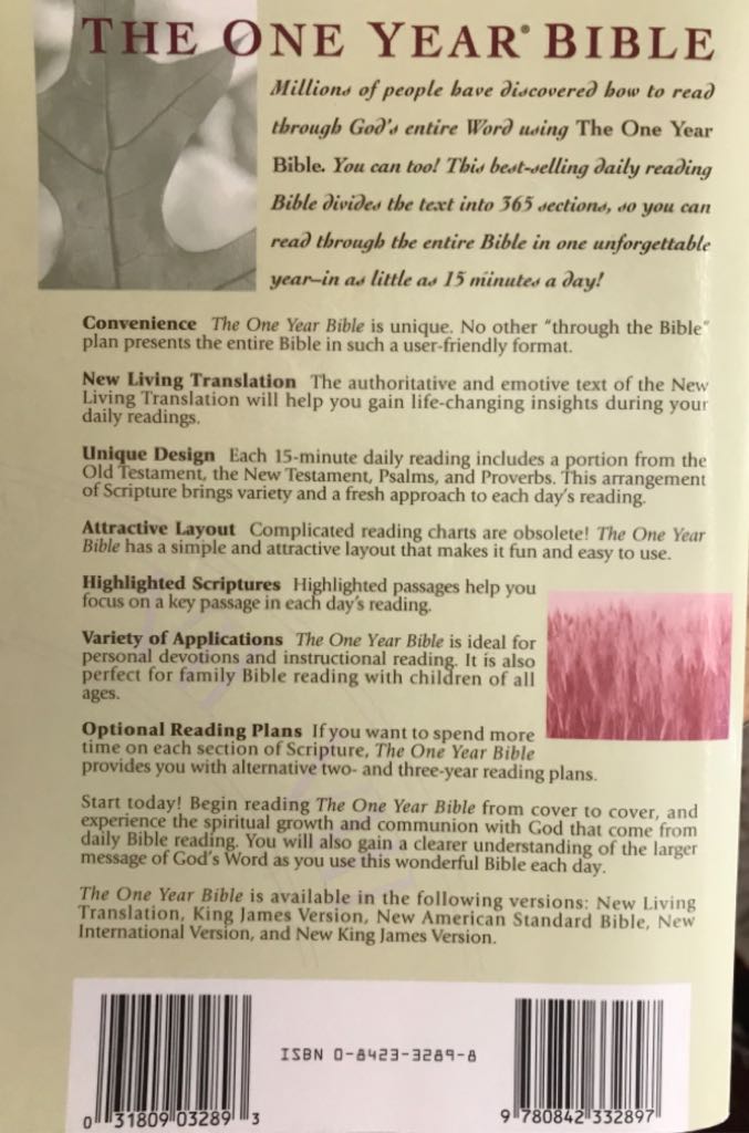 NLT The One Year Bible - NLT (Tyndale House Pub - Paperback) book collectible [Barcode 9780842332897] - Main Image 2