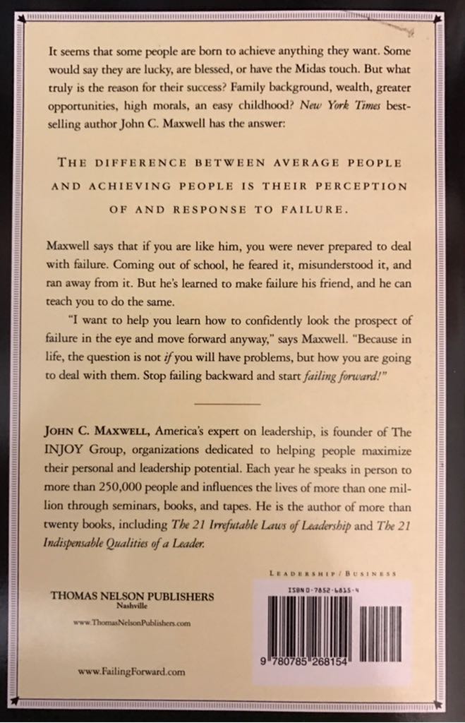 Failing Forward - John C. Maxwell (Thomas Nelson Inc - Paperback) book collectible [Barcode 9780785268154] - Main Image 2