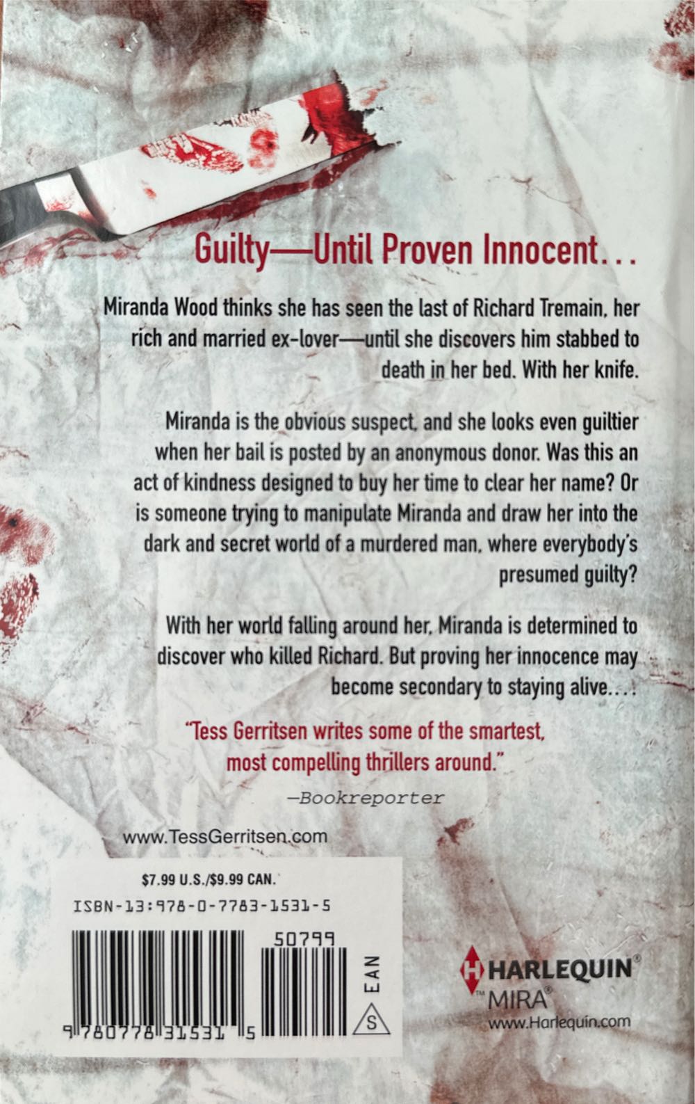 Presumed Guilty - Tess Gerritsen (Harlequin Mira - Mass Market Paperback) book collectible [Barcode 9780778315315] - Main Image 2