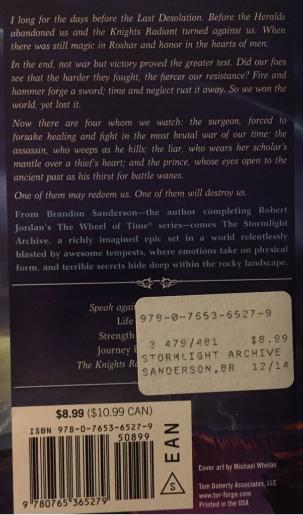 The Way of Kings - Brandon Sanderson (Tor Fantasy - Paperback) book collectible [Barcode 9780765365279] - Main Image 2