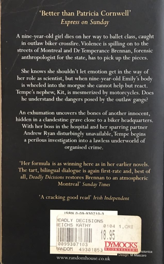 Deadly Decisions - Kathy Reichs (Arrow Books - Paperback) book collectible [Barcode 0099307103] - Main Image 2