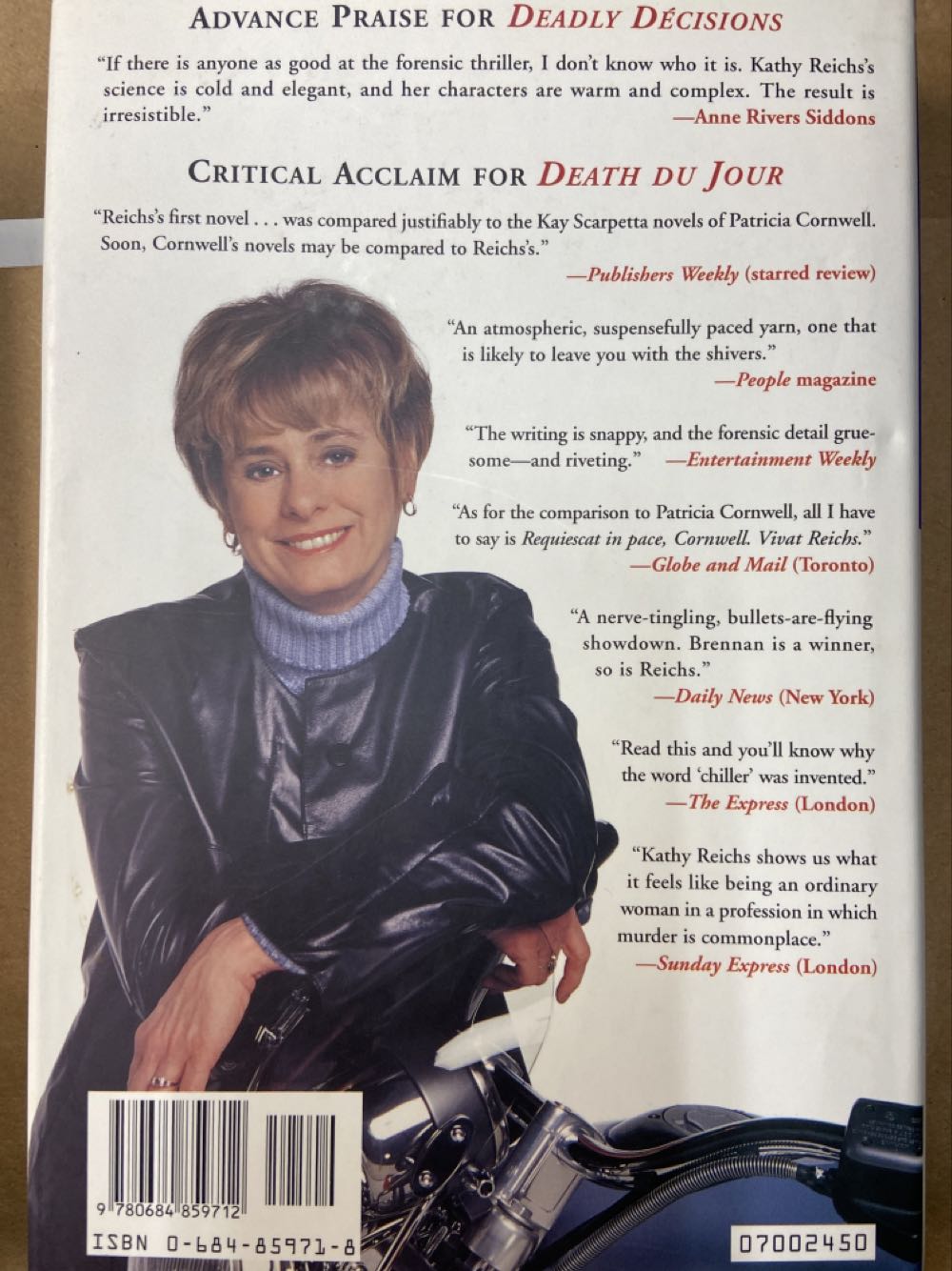 Deadly Decisions - Kathy Reichs (Scribner - Hardcover) book collectible [Barcode 9780684859712] - Main Image 2