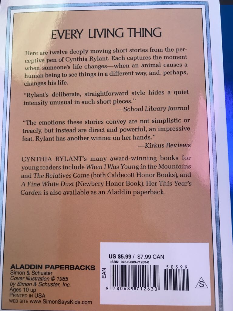 Every Living Thing - Cynthia Rylant book collectible - Main Image 2