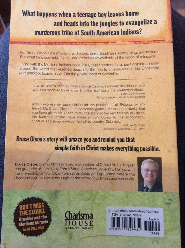 Bruchko - Bruce Olson (Charisma House - Paperback) book collectible [Barcode 9781591859932] - Main Image 2