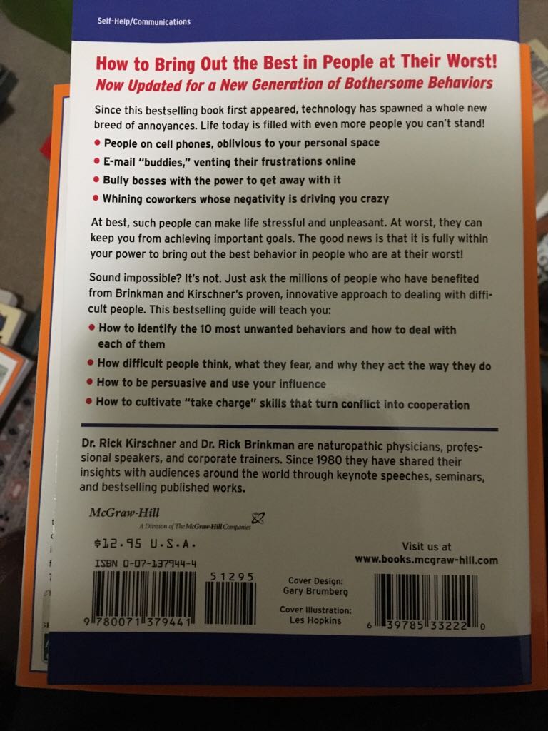 Dealing With People You Cant Stand - RICK BRINKMAN (McGraw Hill - Paperback) book collectible [Barcode 9780071379441] - Main Image 2
