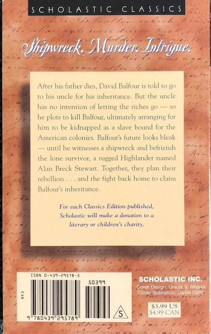 Kidnapped (David Balfour, #1) - Robert Louis Stevenson (Scholastic Paperbacks - Paperback) book collectible [Barcode 9780439295789] - Main Image 2