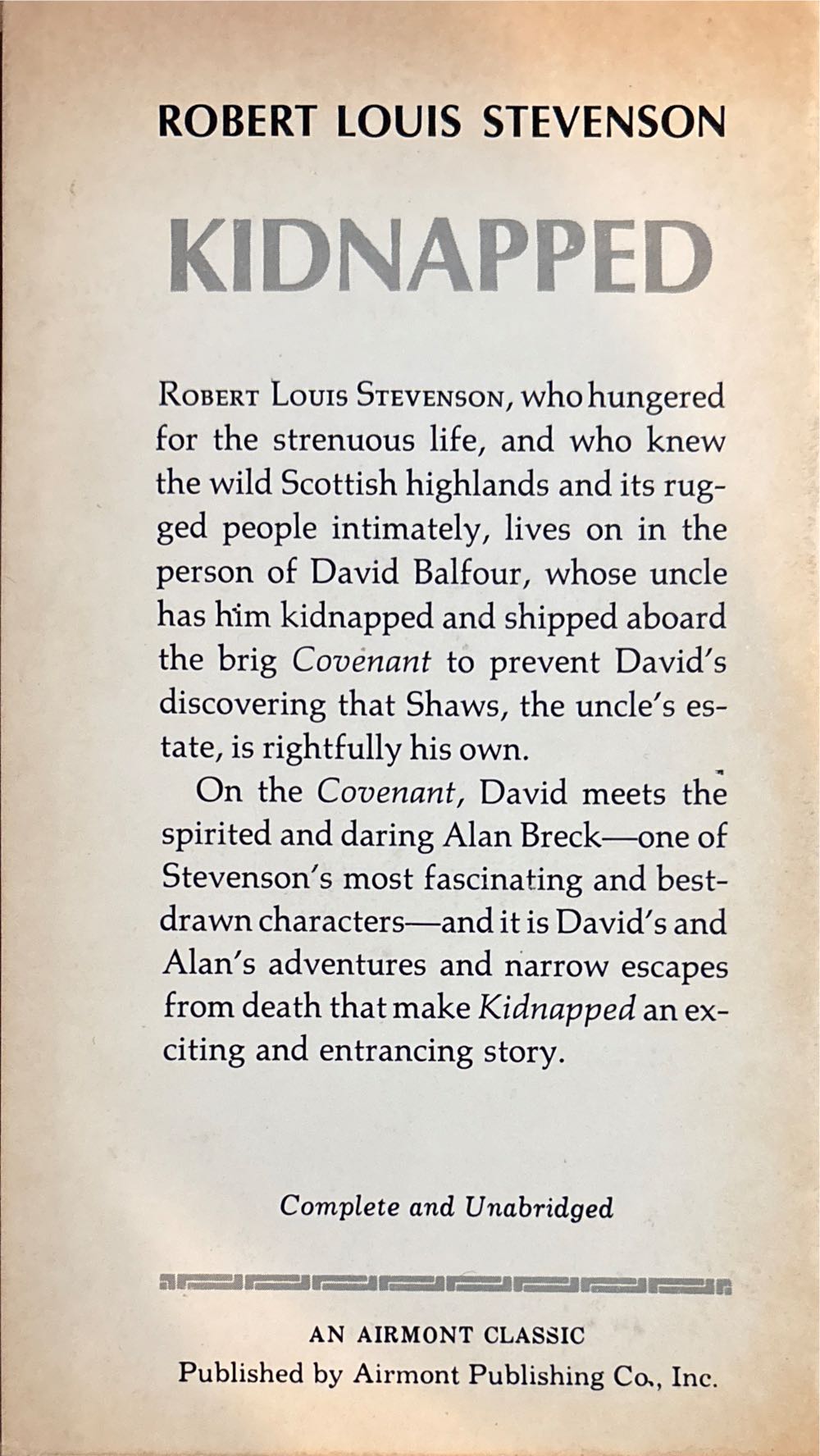 Kidnapped - Robert Louis Stevenson (Airmont Classic Series - Paperback) book collectible [Barcode 9780486410265] - Main Image 2