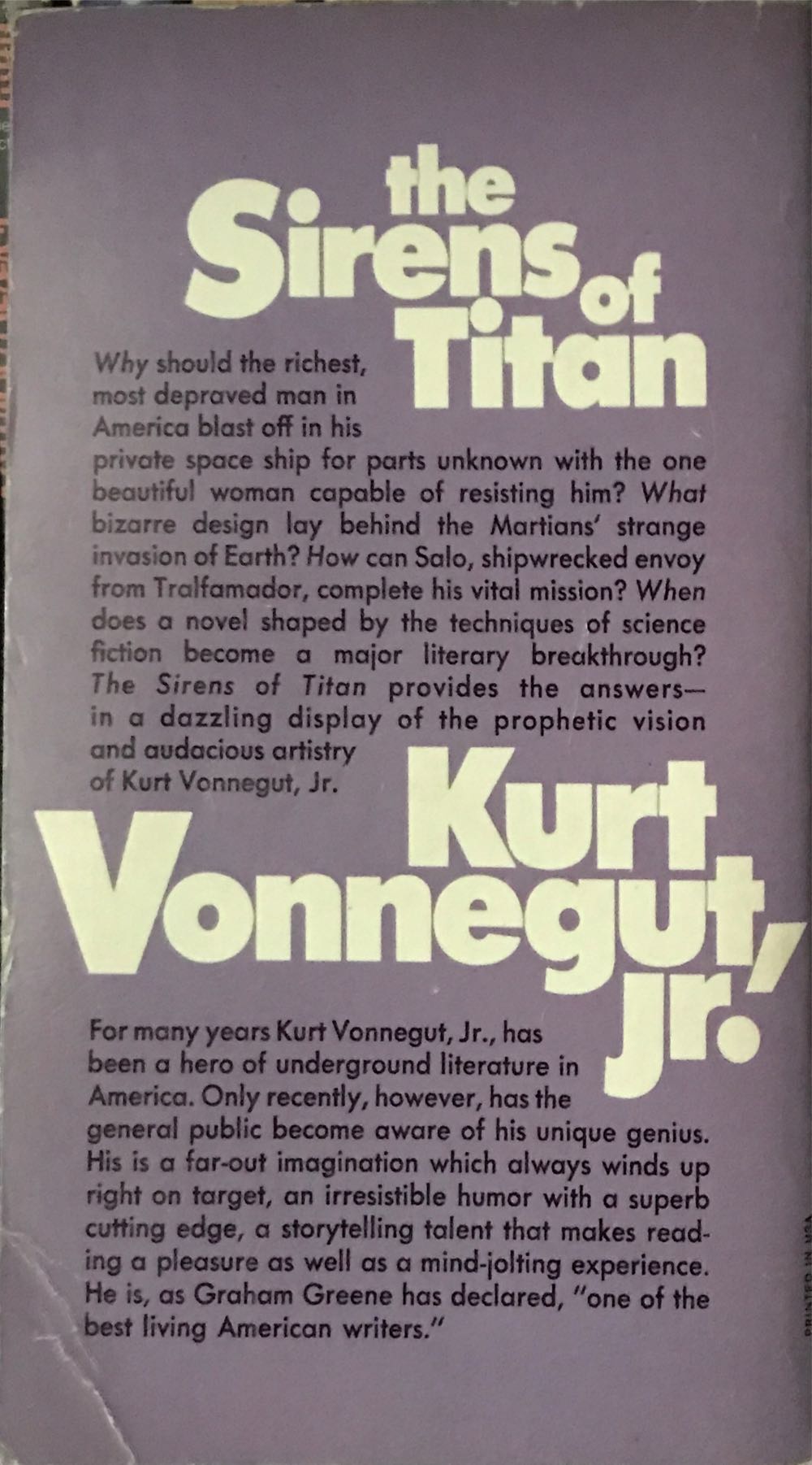 Sirens of Titan, The - Kurt Vonnegut, Jr. (Dell - Paperback) book collectible - Main Image 2