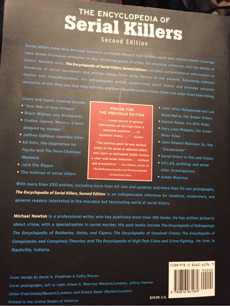 The Encyclopedia Of Serial Killers - 2nd Edition - Michael Newton (Checkmark Books - Paperback) book collectible [Barcode 9780816061969] - Main Image 2