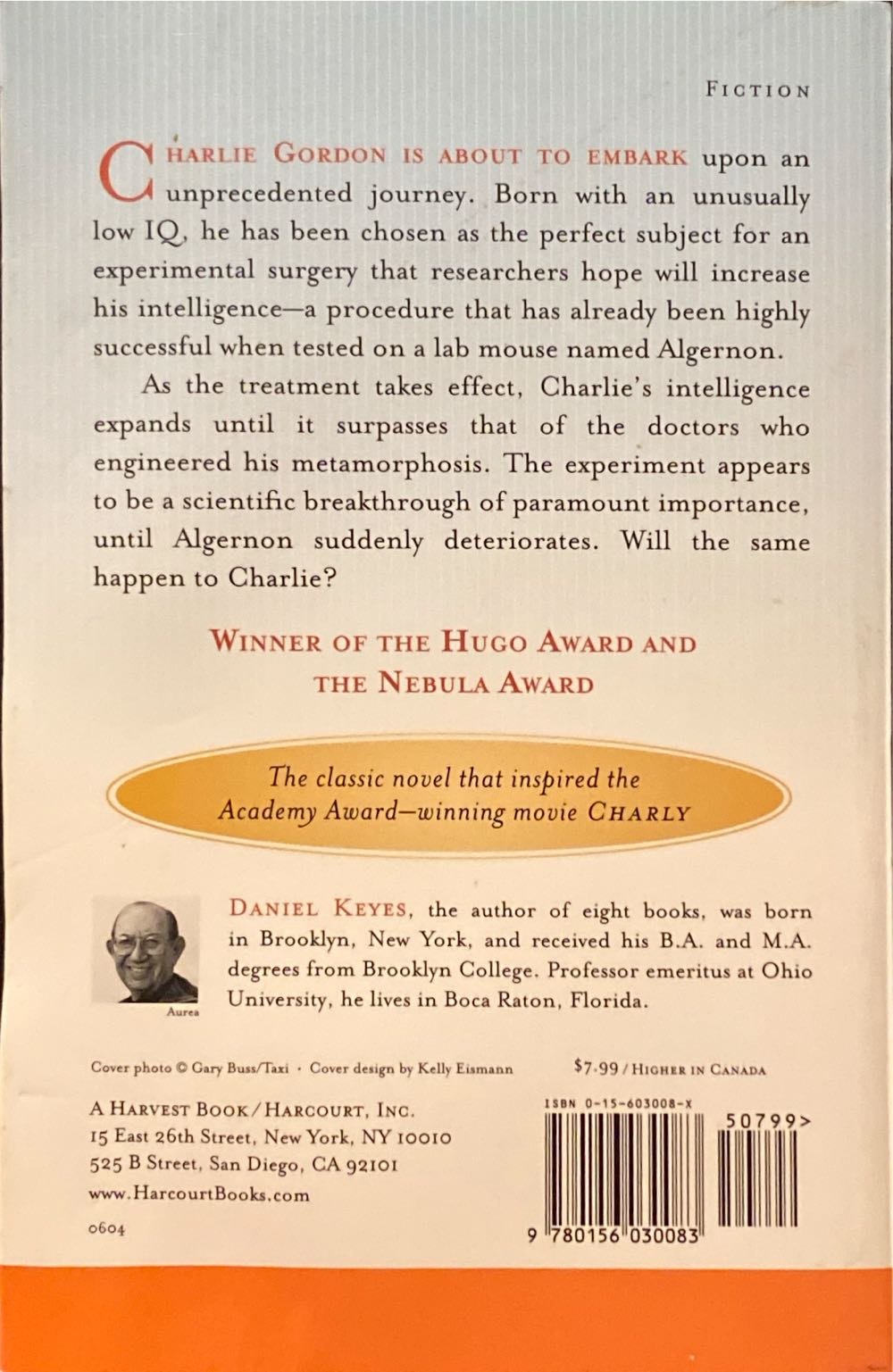 Flowers For Algernon - Daniel Keyes (A Harevest Book - Paperback) book collectible [Barcode 9780156030083] - Main Image 2