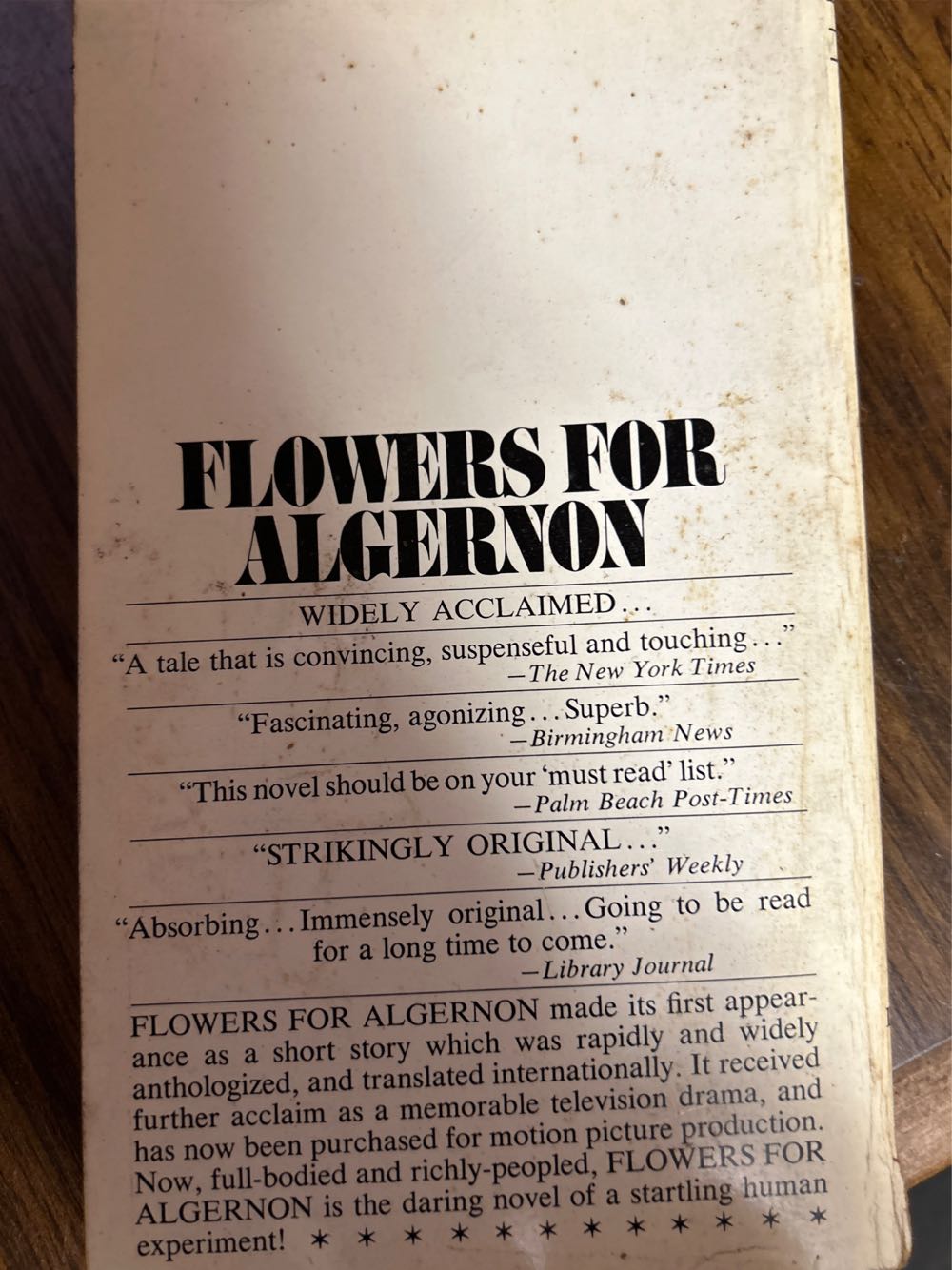 Flowers For Algernon - Daniel Keyes (- Paperback) book collectible [Barcode 9780553124989] - Main Image 2