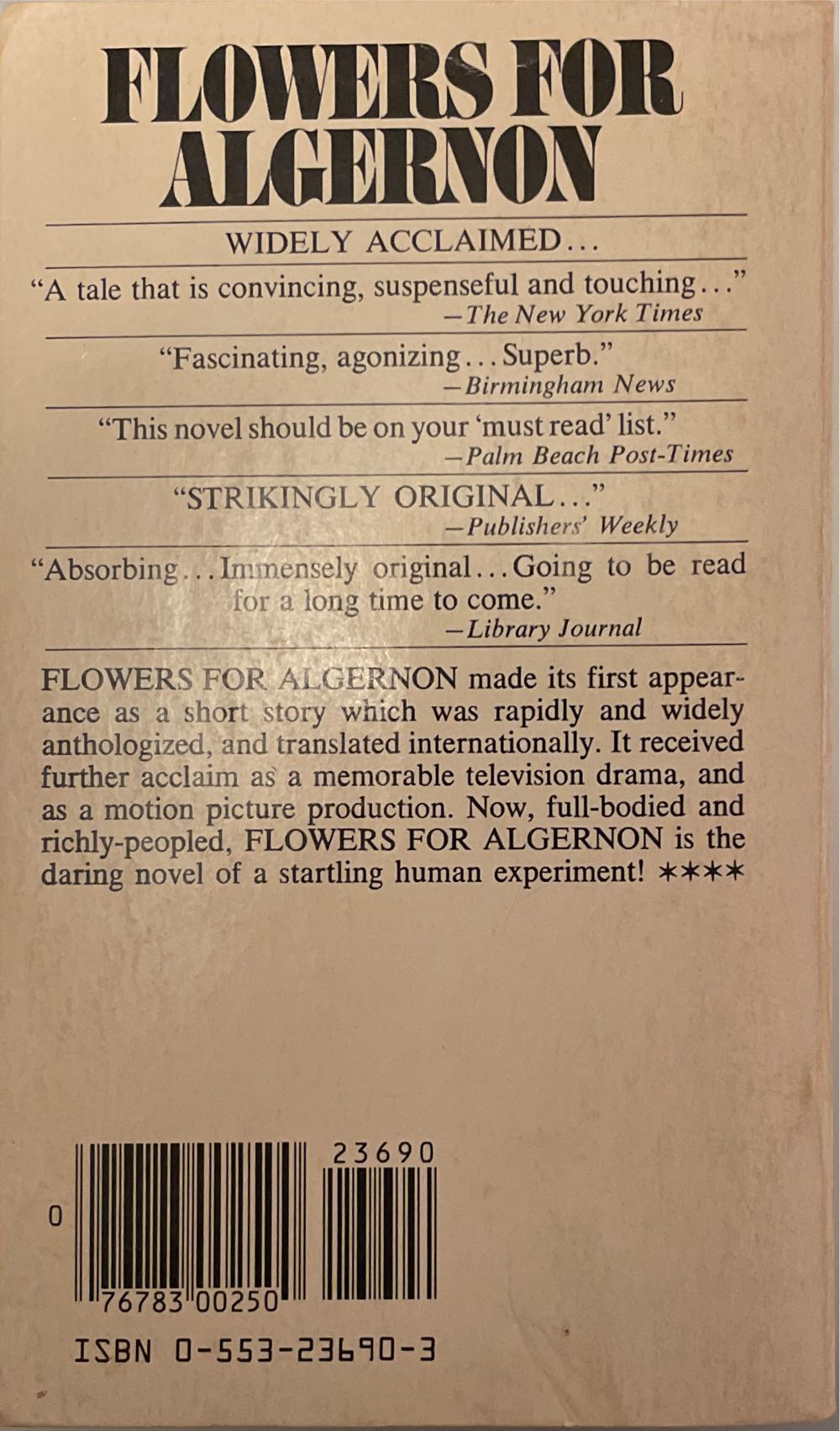 Flowers for Algernon - Daniel Keyes (Bantam Books - Paperback) book collectible [Barcode 9780553236903] - Main Image 2