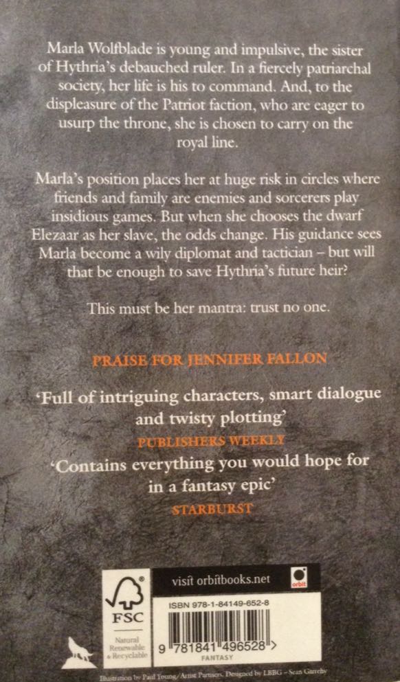 Wolfblade - Jennifer Fallon (Orbit Books) book collectible [Barcode 9781841496528] - Main Image 2