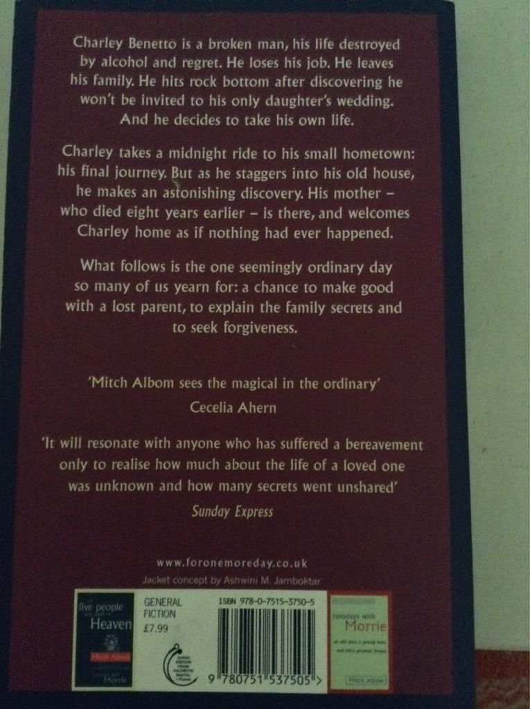 For One More Day - Mitch Albom (Hyperion (October 13, 2015) - Audiobook) book collectible [Barcode 9780751537505] - Main Image 2