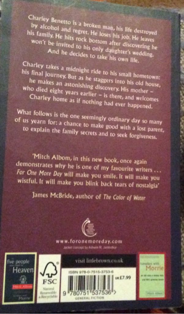 For One More Day - Mitch Albom (A1bazaar) book collectible [Barcode 9780751537536] - Main Image 2