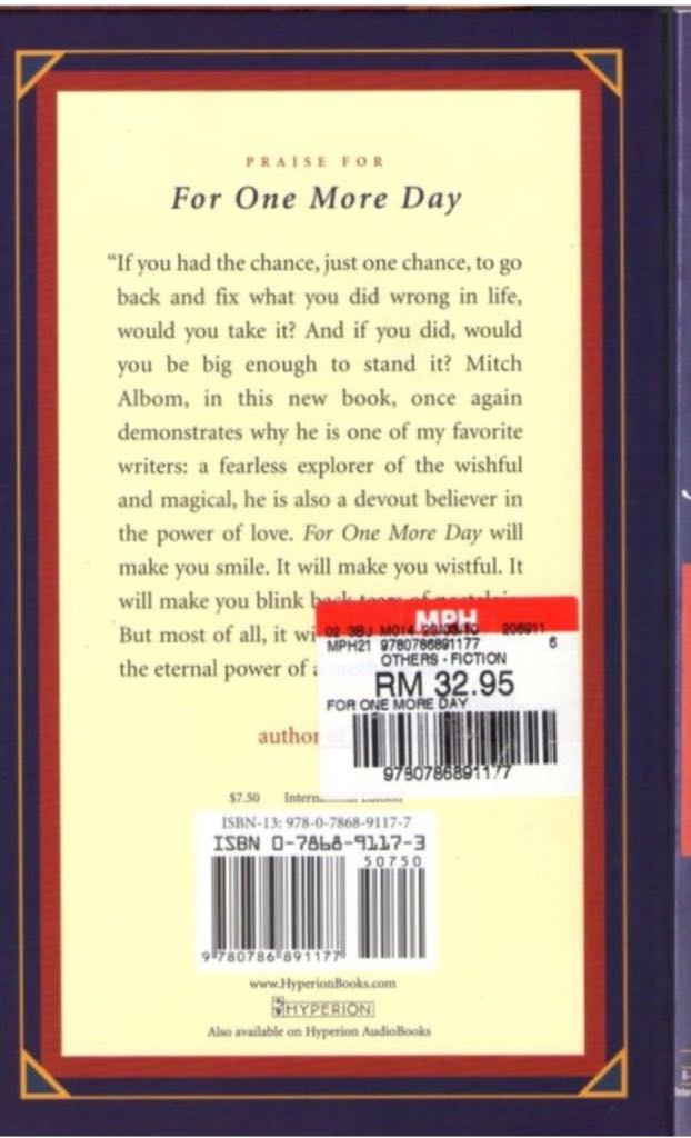 For One More Day - Mitch Albom book collectible [Barcode 9780786891177] - Main Image 2