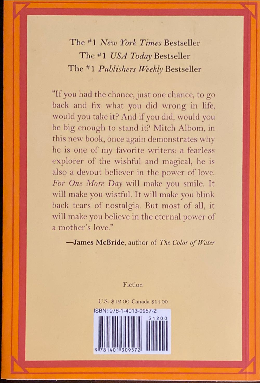 For One More Day - Mitch Albom (Hyperion - Paperback) book collectible [Barcode 9781401309572] - Main Image 2