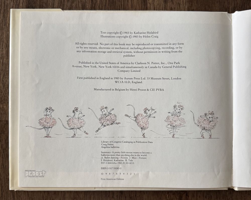 Angelina Ballerina - Katharine Holabird (Clarkson N. Potter, Inc. - Hardcover) book collectible [Barcode 9780517550830] - Main Image 3