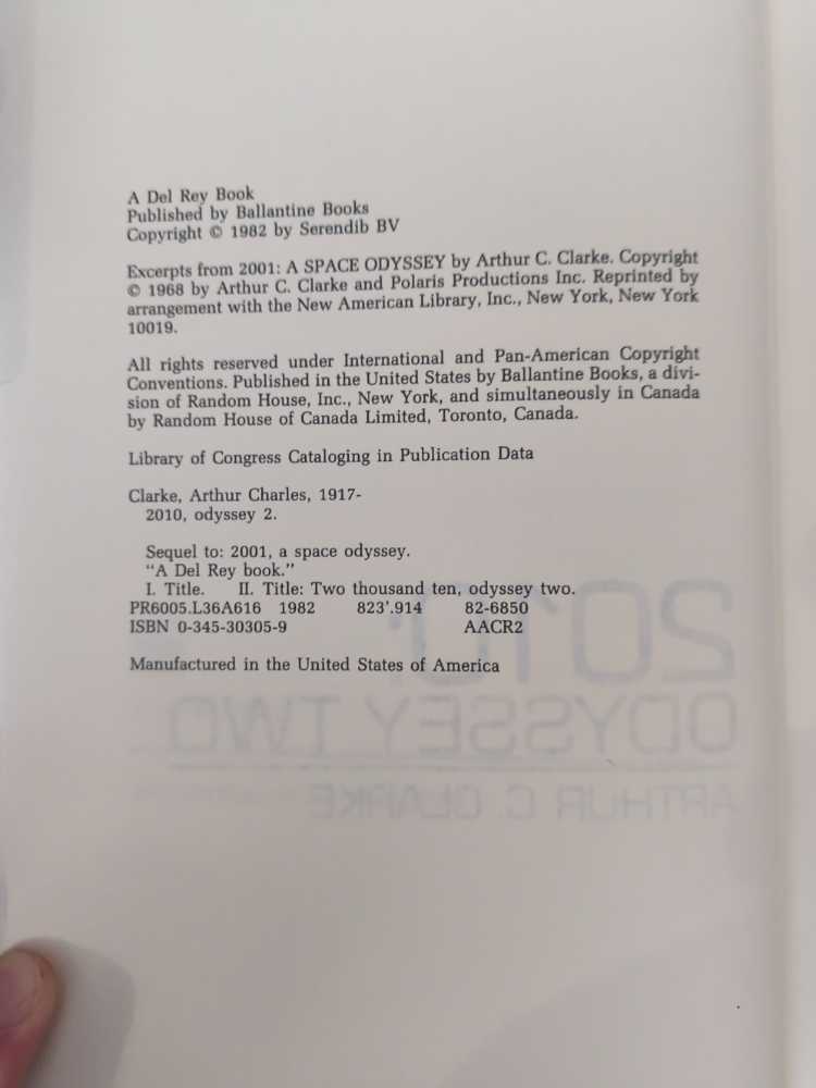 2010: Odyssey Two - Arthur C. Clarke (Del Rey - Hardcover) book collectible [Barcode 0345303059] - Main Image 3