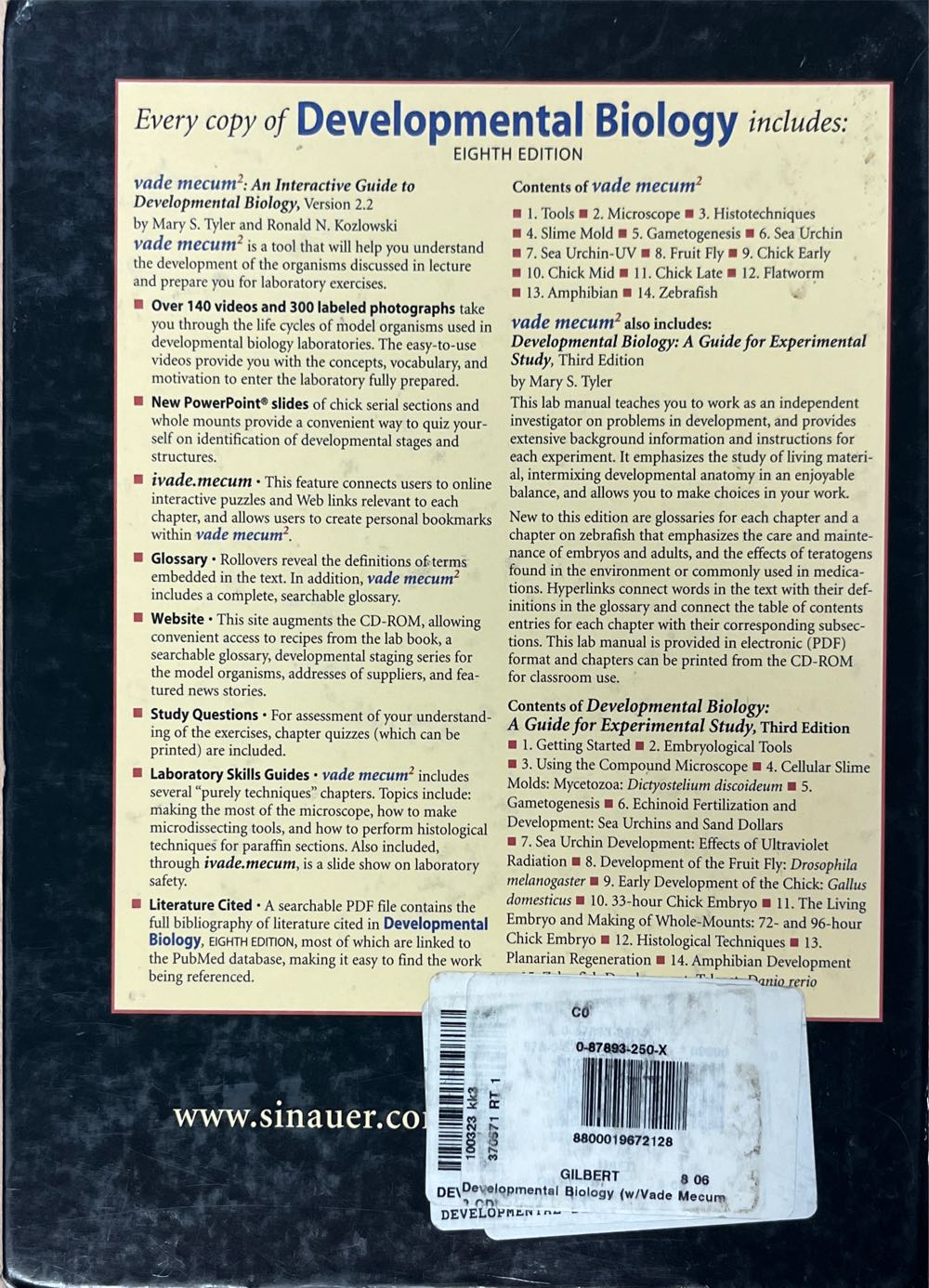 Developmental biology - Scott F. Gilbert (Sinauer Associates Inc) book collectible [Barcode 9780878932504] - Main Image 2