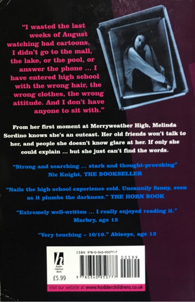 Speak - Laurie Halse Anderson (Hodder Children’s Books - Paperback) book collectible [Barcode 9780340950777] - Main Image 2