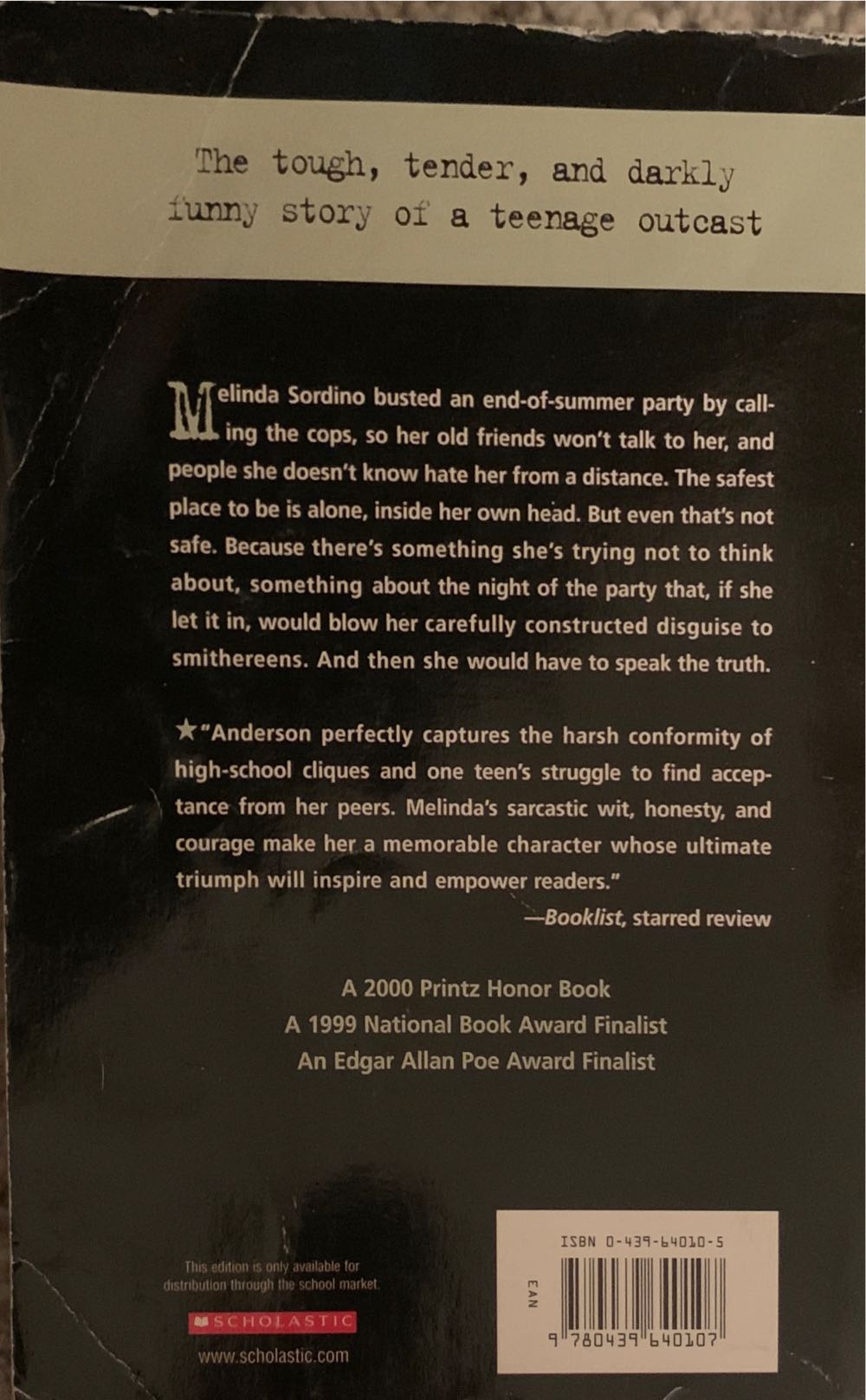 Speak - Laurie Halse Anderson (Scholastic Inc. - Paperback) book collectible [Barcode 9780439640107] - Main Image 2