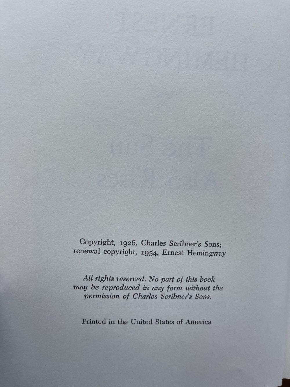 The Sun Also Rises - Ernest Hemingway (Charles Scribner’s Sons - Hardcover) book collectible - Main Image 4