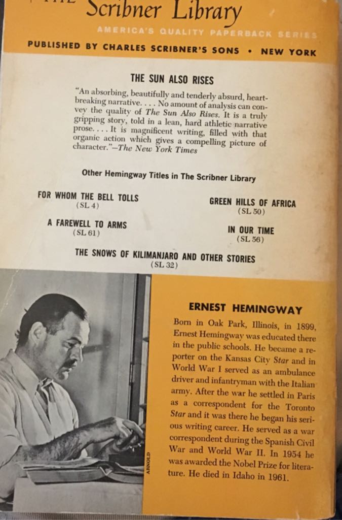 The Sun Also Rises - Ernest Hemingway (Charles Scribner’s Sons - Paperback) book collectible - Main Image 2