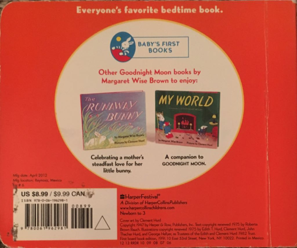 Goodnight Moon - Margaret Wise Brown (Harper & Row, Publishers, Incorporated - Hardcover) book collectible [Barcode 9780061962981] - Main Image 2