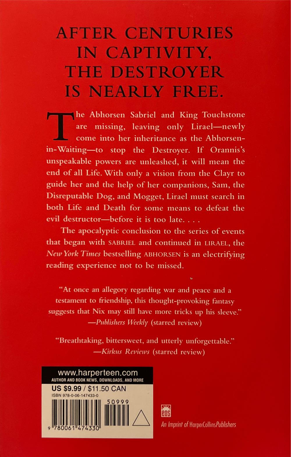 Abhorsen - Garth Nix (An Imprint Of Harper Collins Publishers - Paperback) book collectible [Barcode 9780061474330] - Main Image 2